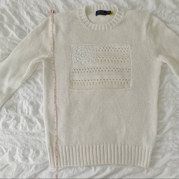 New Ralph Lauren American Flag White Sweater - Picture 9 of 12